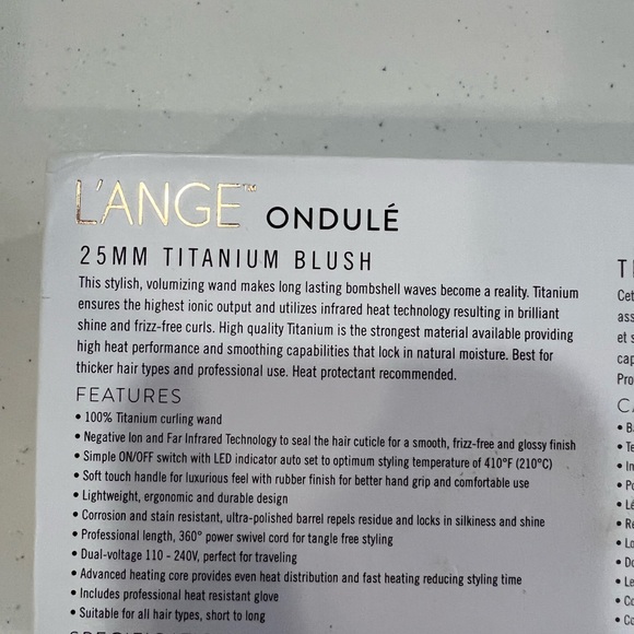 Brand New plastic still on 25 mm Titanium Curling Wand in Rose color - Picture 4 of 4